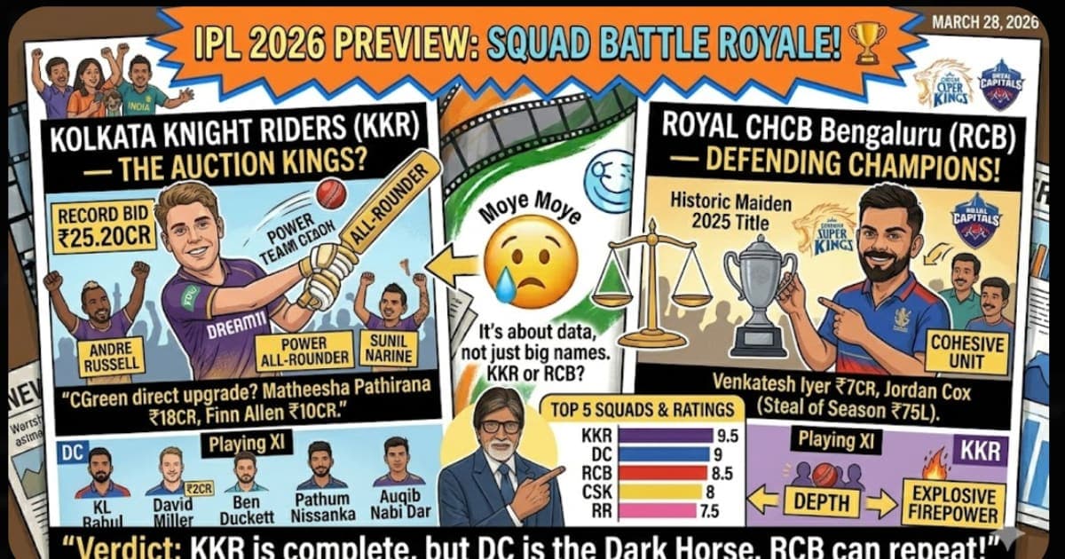 IPL 2026 Best Squads: KKR, RCB, CSK, DC Full Analysis