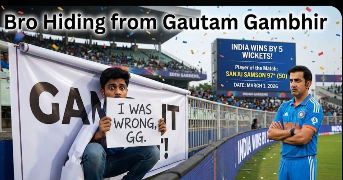 Bro Hiding from Gautam Gambhir Meme Explained — India T20 WC 2026 Win vs West Indies