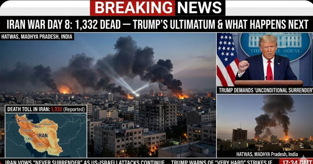 Iran War Day 8: 1,332 Dead, Trump Demands Surrender — Latest Updates – War