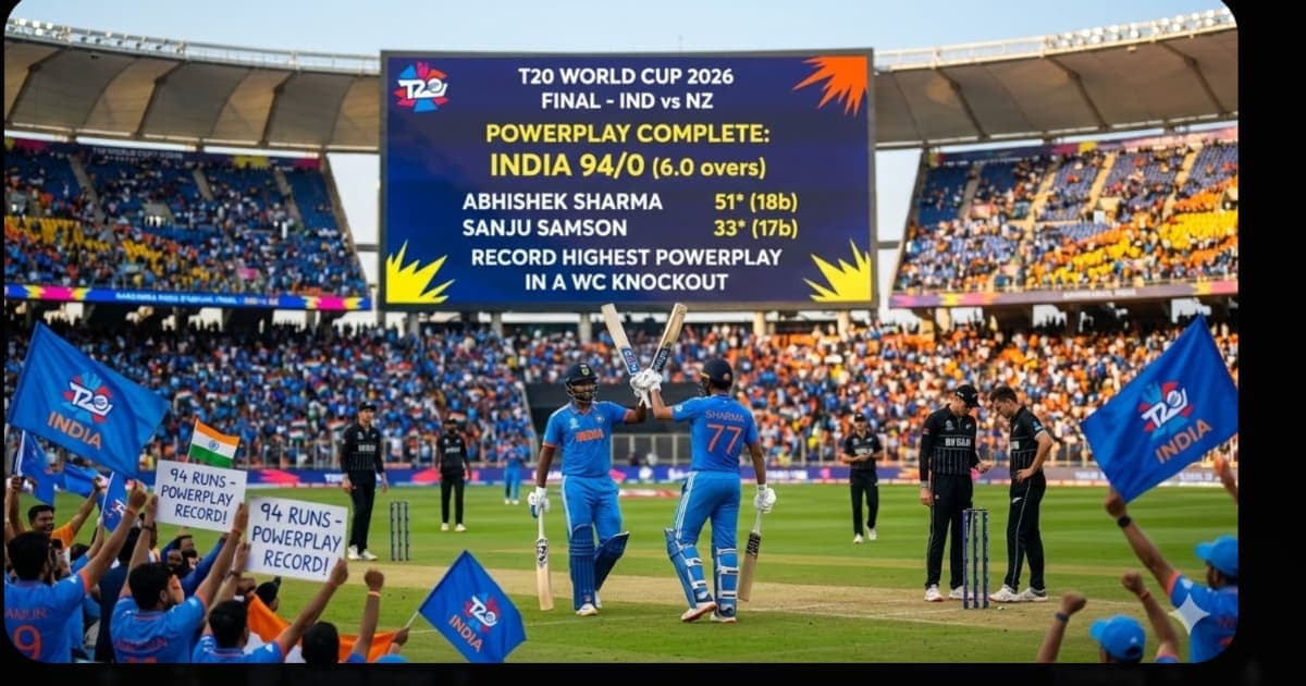 India's Powerplay T20 World Cup Final 2026: 94/0 in 6 Overs — History Made