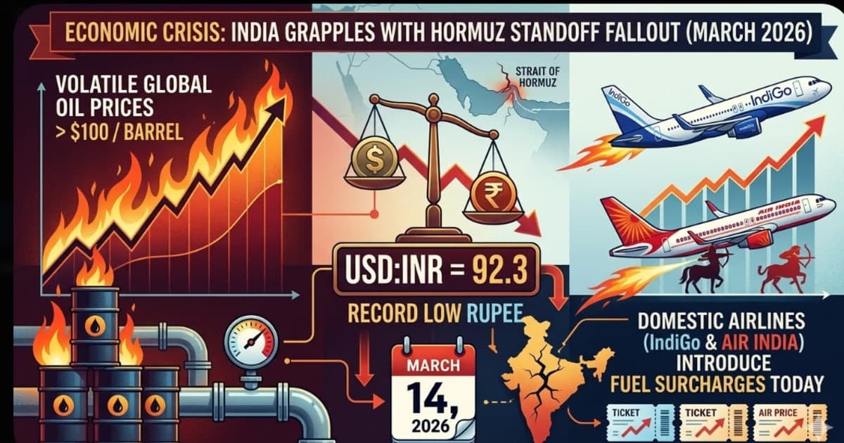 Rupee at 92.3 Record Low March 2026 — Oil Crisis, IndiGo Surcharges, Food Inflation Explained