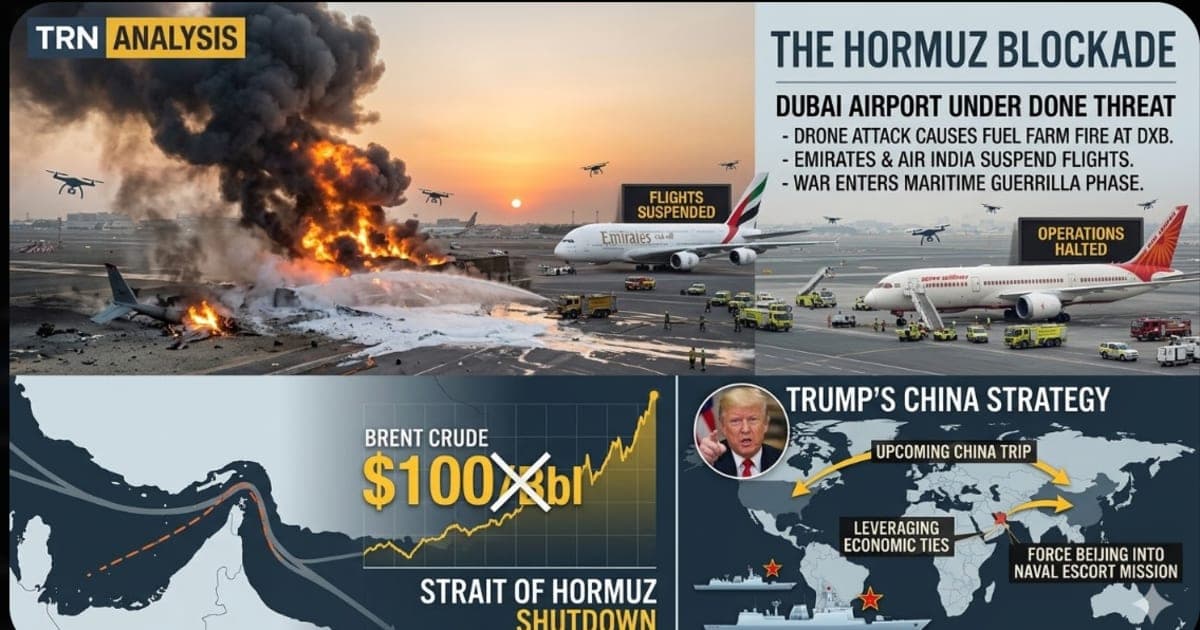 Dubai Airport Drone Attack March 16 2026 — Emirates Air India Flights Cancelled, Iran Gulf War