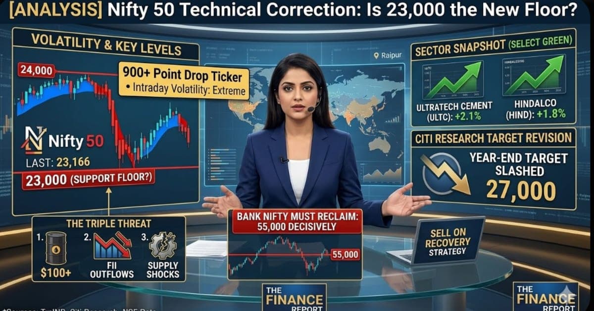 Nifty 50 Technical Analysis March 16 2026 — 23,000 Support, Citi 27,000 Target, Bank Nifty 55,000