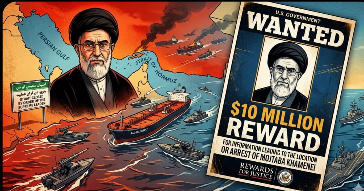 Mojtaba Khamenei Hormuz Blockade — $10M Bounty, Oil at $105, China AIS Spoofing Explained – War
